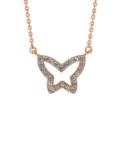 Suzy Levian 14k Rose Gold 0.30 Ct. Tw. Diamond Butterfly Necklace In Pink