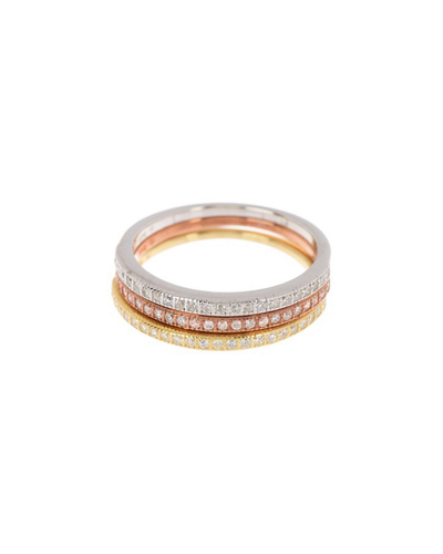 Adornia Tri-tone Swarovski Crystal Half Eternity Band Set