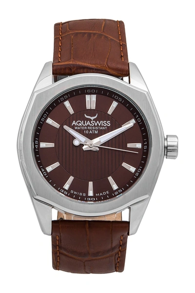 Aquaswiss Unisex Classic Iv Leather Strap Watch In Brown