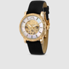 Porsamo Bleu Liza Automatic Silk Covered Leather Strap Watch, 38mm In Gold Tone / White