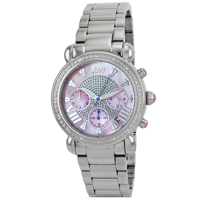 Jbw Victory Pink Mother Of Pearl Chronograph Dial Diamond Ladies Watch Jb-6210-f In Mother Of Pearl,pink,silver Tone