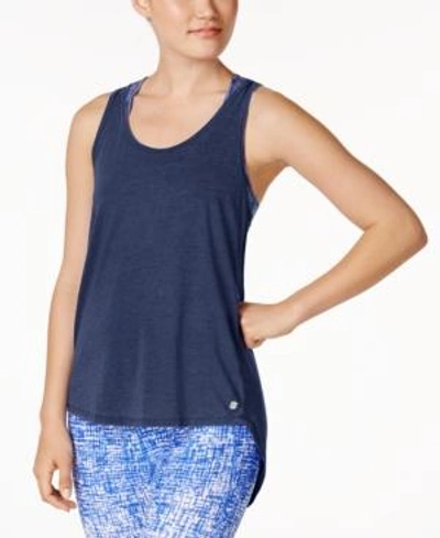 Calvin Klein Performance Overlap-back Distressed Tank Top In Ink