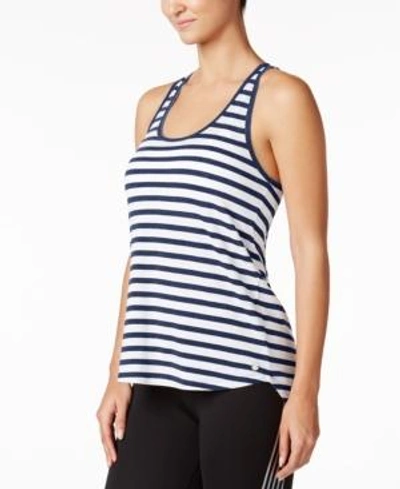 Calvin Klein Performance Be Bold Striped Crossover-back Tank Top In Ink