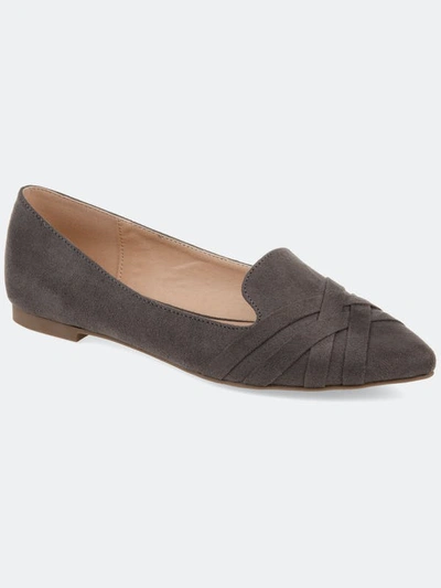 Journee Collection Journee Mindee Crisscross Toe Flat In Steel Gray