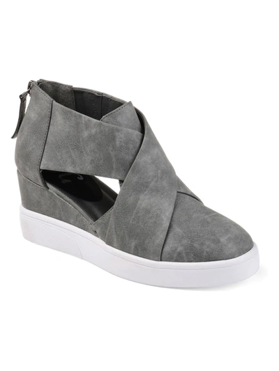 Journee Collection Seena Crossover Platform Wedge Pump In Grey