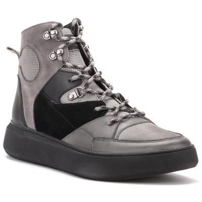 Hybrid Green Label Globetrotter Leather Mid Sneaker In Grey