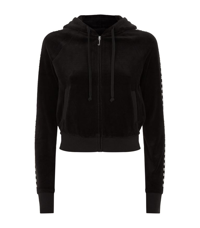 Juicy Couture Stud Crop Logo Hoodie In Black | ModeSens