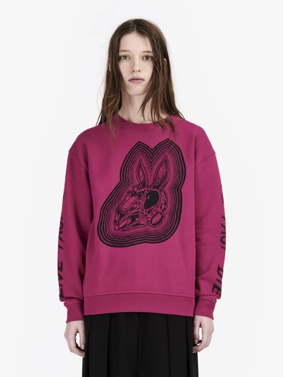 Mcq By Alexander Mcqueen "bunny Be Here Now" Classic Sweatshirt In Dark Magenta