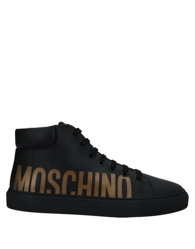 Moschino Logo Print Tennis Sneaker In Black