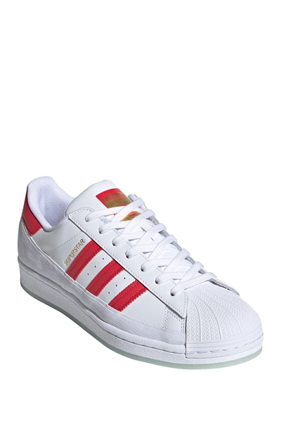 Adidas Originals Superstar Mg Sneaker In White/vivid Red/metallic Gold