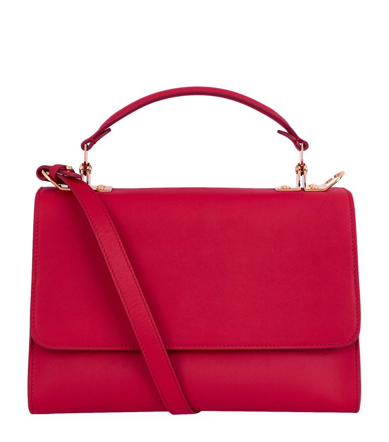 Sophie Hulme Medium Parker Leather Shoulder Bag In Cherry Red | ModeSens