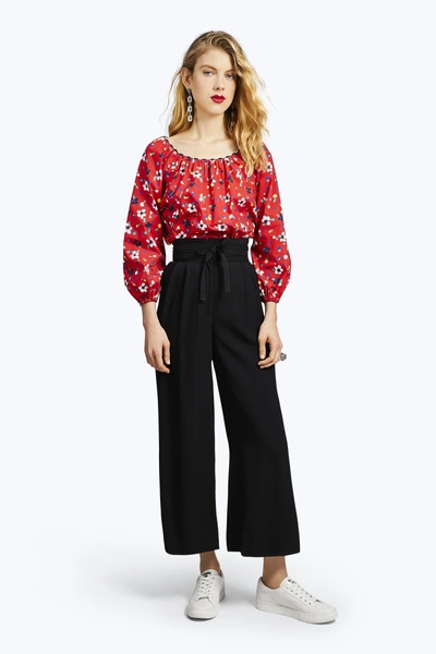 Marc Jacobs Painted Flower Peasant Blouse In Red Multicolor