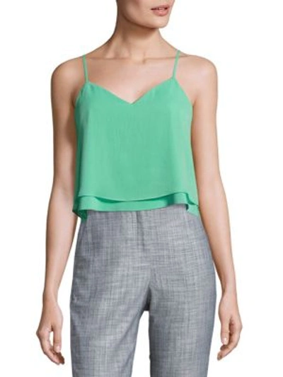 Alice And Olivia Kel Double Layer Top In Jade