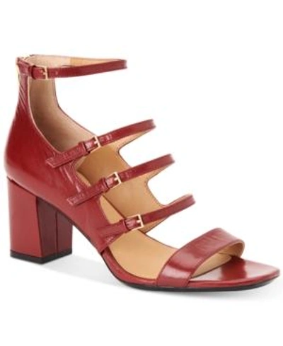 Calvin Klein Women's Caz Strappy Sandals Women's Shoes In Cherry Red