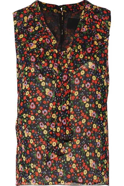 Anna Sui Pussy-bow Floral-print Silk-chiffon Top