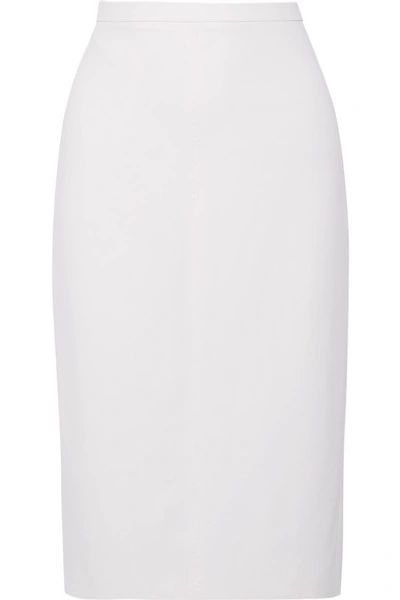 Max Mara Pleated Stretch-wool Midi Skirt In White