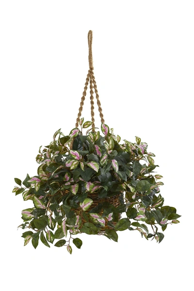 Nearly Natural Hoya Artificial Plant Hanging Basket In Green