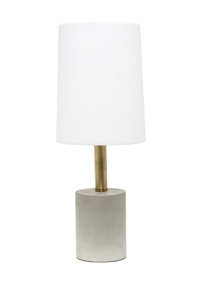 Lalia Home Antique Brass Concrete Table Lamp With Linen Shade In Grey