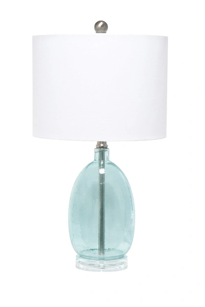 Lalia Home Oval Glass Table Lamp With White Drum Shade In Clear