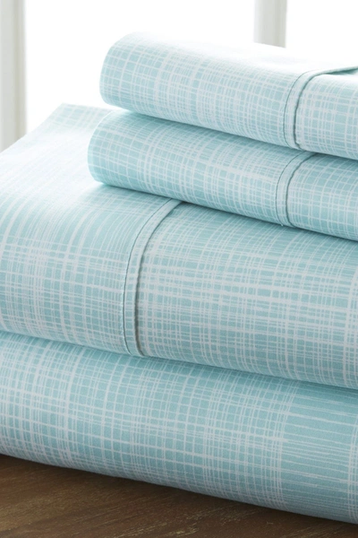 Ienjoy Home Premium Ultra Soft Thatch Pattern 4-piece California King Bed Sheet Set In Aqua