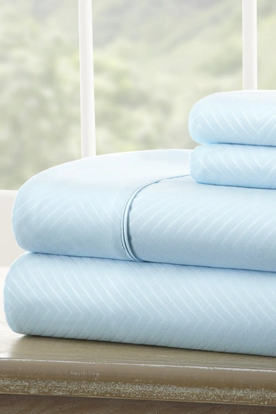 Ienjoy Home California King Hotel Collection Premium Ultra Soft 4-piece Chevron Bed Sheet Set In Aqua