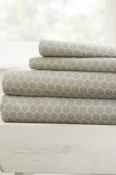 Ienjoy Home The Home Spun Ultra Soft Honeycomb Pattern 4-piece King Bed Sheet Set In Gray