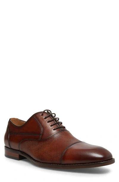 Steve Madden Proctor Textured Leather Cap Toe Derby In Fawn
