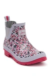 Joules 'wellibob' Short Rain Boot In Silver Woodland Ditsy