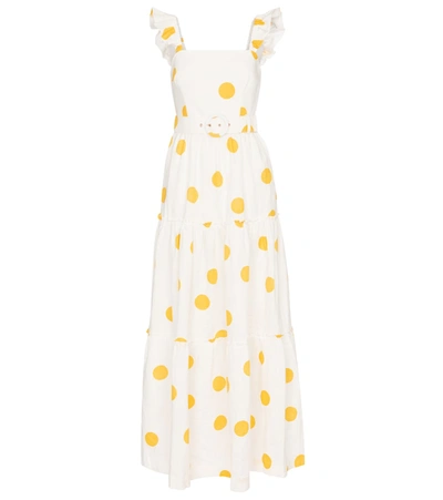Rebecca Vallance Aya Polka-dot Linen Maxi Dress In Print