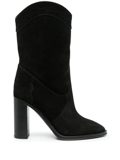 Saint Laurent Kate Suede Ankle Boots In Black