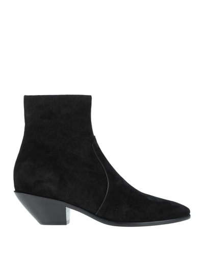 Saint Laurent West Suede Ankle Boots In Black