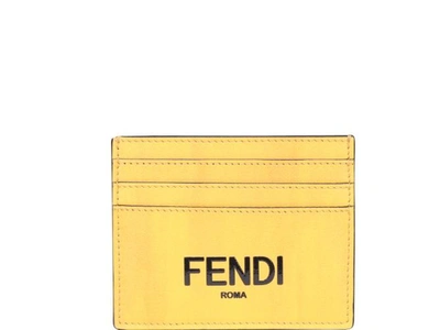 Fendi Logo Card Holder In Yellow