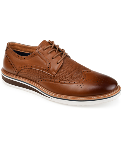 Vance Co. Men's Warrick Wide Width Tru Comfort Foam Wingtip Lace-up Derby Dress Shoes In Brown