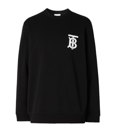 Burberry Tb Logo Print Cotton Jersey Sweatshirt In Black