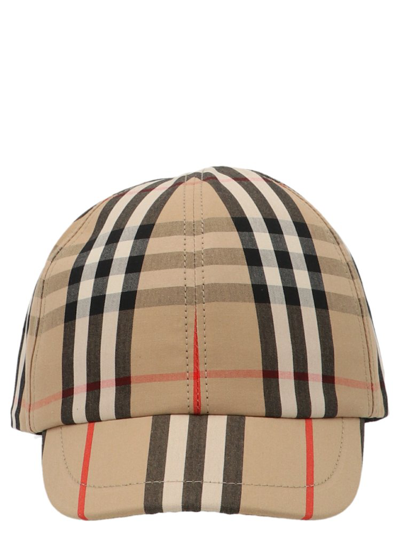 Burberry Logo-patch Check Cotton-blend Twill Baseball Cap In Brown