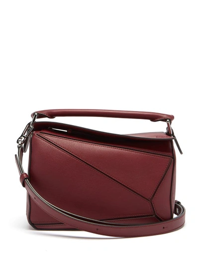 Loewe Puzzle' Geometric Panel Small Leather Bag In Burgundy