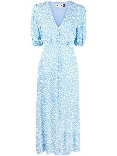 Rixo London Staci Floral-print Crepe Midi Dress In Blue