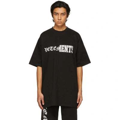 Vetements Black Vertical Cut-up Logo T-shirt | ModeSens