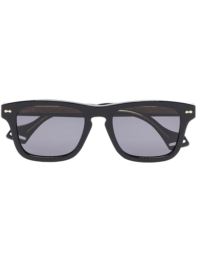 Gucci Square-frame Logo-embossed Sunglasses In Black