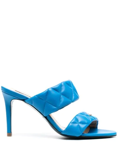 Patrizia Pepe Quilted-effect Heeled Mules In Blue