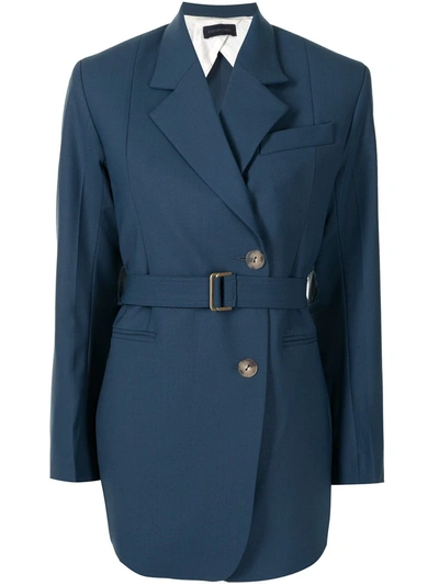 Eudon Choi Belted Double-breasted Blazer In Blue