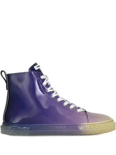 Giuseppe Zanotti Men's Blabber Ombre Patent High-top Trainers In Blueberry