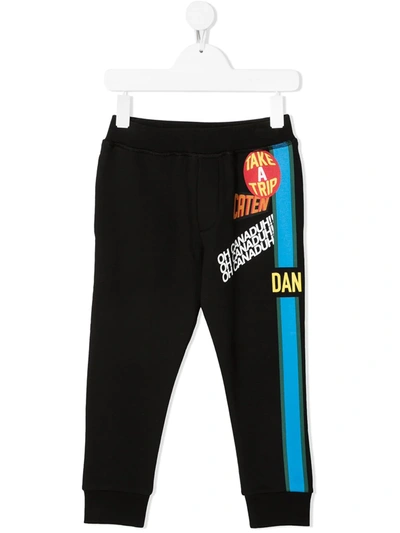 Dsquared2 Teen Graphic-print Track Trousers In Nero