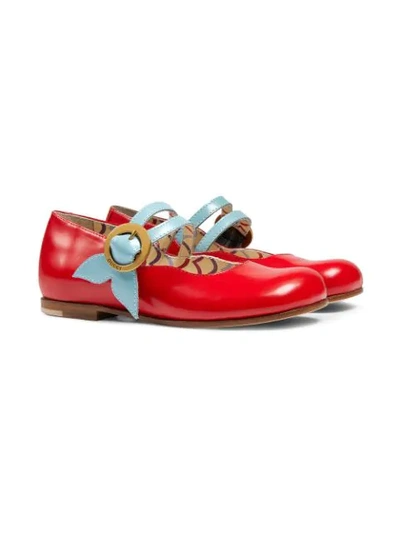 Gucci Kids' Round-toe Ballerina Shoes In Red