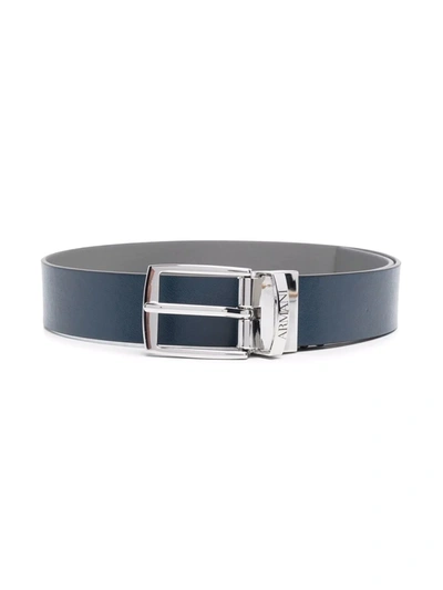 Emporio Armani Teen Buckle-fastening Leather Belt In Blue