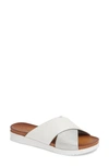 Bos. & Co. Rwon Slide Sandal In White/ Silver Leather