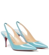 Christian Louboutin Clare Sling 80 Patent Leather Pumps In Blue