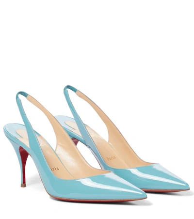Christian Louboutin Clare Sling 80 Patent Leather Pumps In Blue