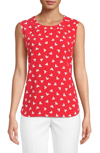 Anne Klein Print Tank In Poppy/ Anne White