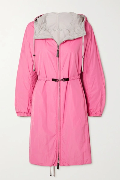 Max Mara + Cube Esporte Reversible Hooded Belted Shell Jacket In Pink